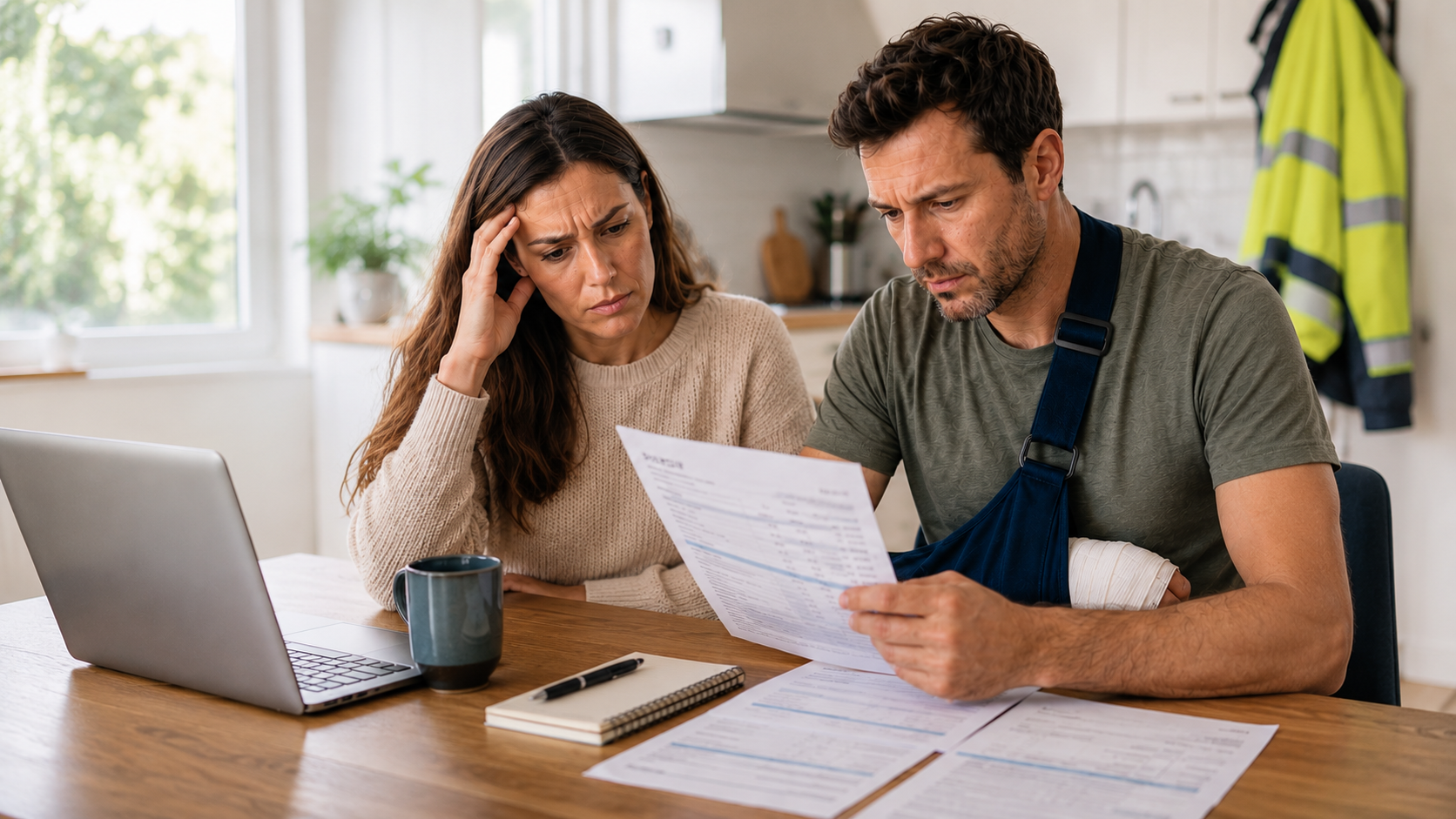 Couple reviewing household bills and cover options at home