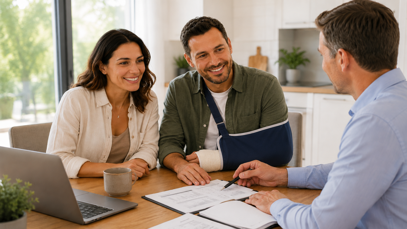 Financial adviser explaining cover options to a couple